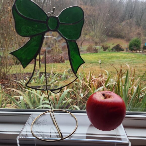 Stained Glass Christmas Sun Catchers Window Ornament Set of 3 Tree Bell Present - Picture 7 of 15